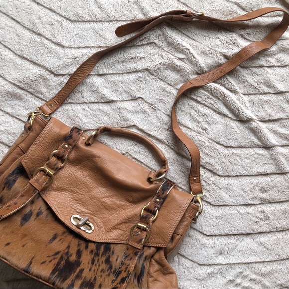 ASOS Premium Leather Bag with Leopard Print Trim - Picture 3 of 8